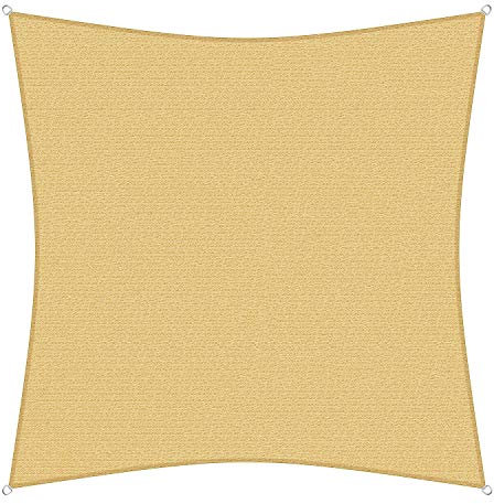 sunprotect 83201 Professional Sonnensegel, 5 x 5 m, Quadrat, Wind- & wasserdurchlässig, beige