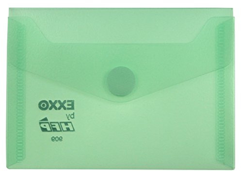 EXXO by HFP 90936 Dokumententasche mit Klettverschluss A7 quer, 10 Stück, transparent grün, 120 x 85 mm | Reißfeste PP Folie, klare Übersicht, ideal zum Sammeln und Ordnen von Unterlagen bis 50 Blatt