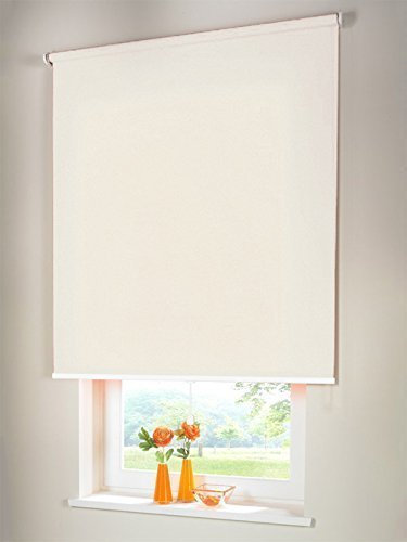 Hochwertiges Sichtschutzrollo Mittelzugrollo Springrollo Rollo Sichtschutz 120 x 230 cm / 120x230 cm creme // Sichtschutzrollo/Sichtschutz-Rollo/Fensterrollo
