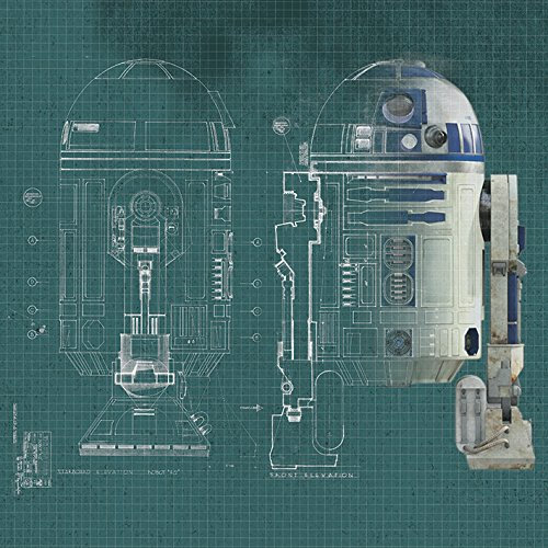 Star Wars R2-D2 Blueprint, 40 x 40 cm, Leinwanddruck, Mehrfarbig