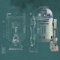 Star Wars R2-D2 Blueprint, 40 x 40 cm, Leinwanddruck, Mehrfarbig