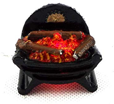 Melody Jane Dolls House Miniature Fireplace Accessory 12V Light up Glowing Log Fire in Grate