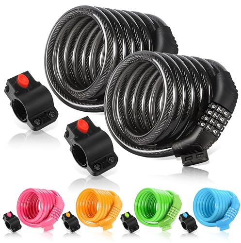 Etronic Security Bike Lock M6 Self Coiling Resettable Combination Lock Bike Cable Lock, 6' x 3/8