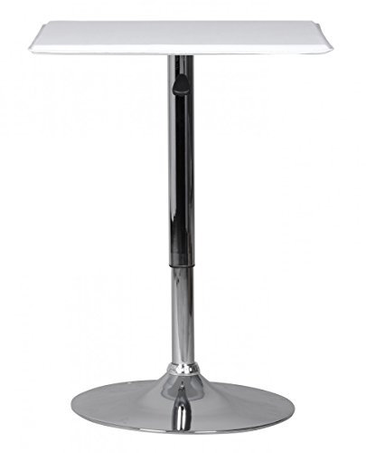 FineBuy Stehtisch Bistrotisch Kunstleder höhen-verstellbar quadratisch, Design Bartisch Chrom robust eckig, Stehtisch Messetisch modern, Partytisch drehbar