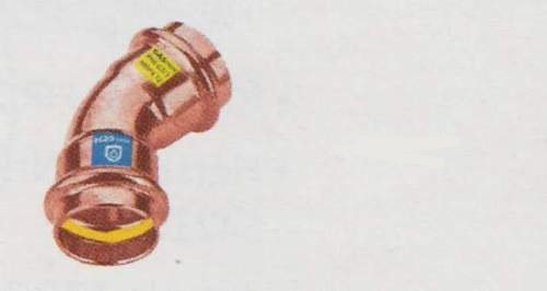 Gas - Wasser Pressfitting, Kombifitting Bogen 45° I/I 12 mm Kontur V