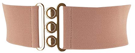 FASHIONGEN - Damen Breiter elastische gürtel, GLORIA - Rosa (Goldenschnalle), Large / 40 bis 43