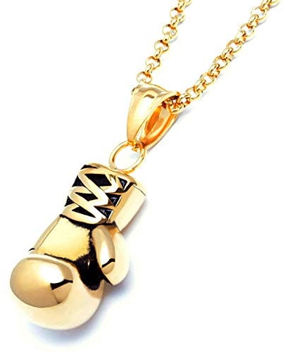 Schmuck-Checker Edelstahl Anhänger Boxhandschuh Kampfsport Gold Silber Schwarz klein massiv mit Halskette Herrenschmuck Männerschmuck Geschenk