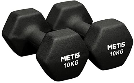METIS Neopren Hex Hanteln Set - Verschiedene Größe | 0,5kg -16kg | Kurzhanteln zu Hause (10kg)