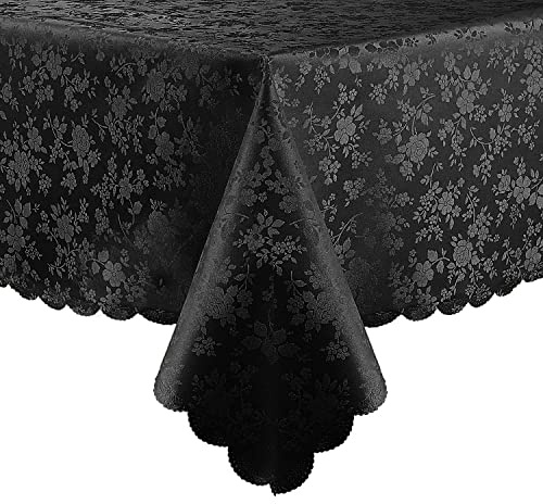 Smiry Rectangle Table Cloth, Waterproof Heavy Duty Vinyl Tablecloths, Wipeable Washable Table Cover for Kitchen and Dining Room (Black, 60 X 120)