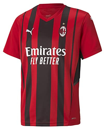 PUMA Unisex Kinder Ac Mailand, sæson 2021/22, trøje hjem Trikot, Tango Red -Puma Black, 116 EU