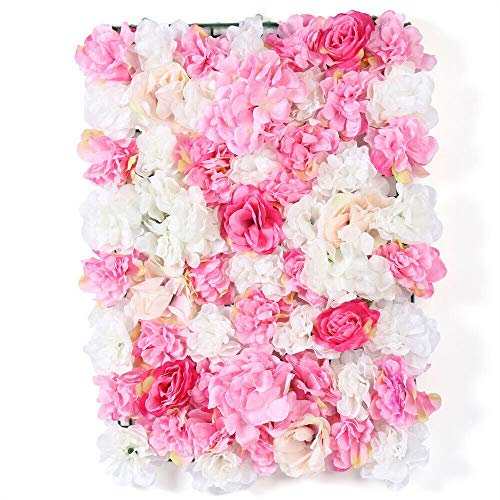 kangten Lot de 20 panneaux muraux de fleurs artificielles en soie pour décoration de mariage, de rue, 40 x 60 cm