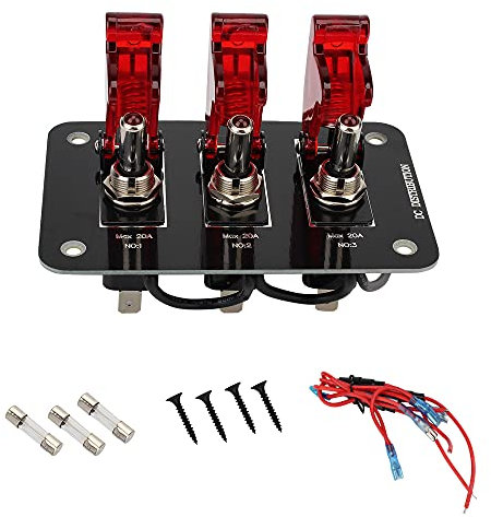FYMTS Panneau d'interrupteur à bascule 20 A DC résistant aux intempéries 12-24 V avec fusible pour voiture, camion, caravane