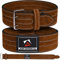 AQF Gewichthebergürtel 4 Leder Gepolsterte Kraftraining Gürtel, Lendenwirbelstütze Gürtel Mit Wildlederfutter 10mm dick Stahl Schnalle Trainingsgürtel, Bodybuilding Gürtel Herren Damen (M, Braun)
