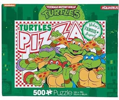 AQUARIUS TMNT Pizza Puzzle (500 Piece Jigsaw Puzzle) - Glare Free - Precision Fit - Virtually No Puzzle Dust - Officially Licensed Teenage Mutant Ninja Turtles Collectibles - 14x19 Inches