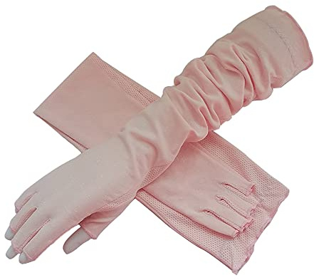 AIDIER Women UV Protection Gloves with Long Sleeves Fingerless Driving Gloves with Long Arm Cover Summer Sun Protection Gloves for Outdoor Sports Cycling Driving