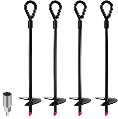 Bodenanker für Fishing Zelt, Trampolin Haken, Bodenverankerung Trampolin Anker Federspanner, Zeltnägel Garten Heringe Trampolin Erdnägel, 38CM, 7.2cm Dick, 14-mm-Adapter
