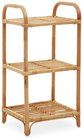 Premier Housewares Natural Rattan Shelf Unit/Garage Storage/Shed/Bathroom Organizer/Racking/Storage Shelving Unit W40 x D35 x H80cm/ Bathroom Storage/Rattan Storage Shelf