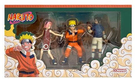 Comansi Naruto Set mit 3 Nicht beweglichen Figuren, Sasuke und Sakura, 10 cm