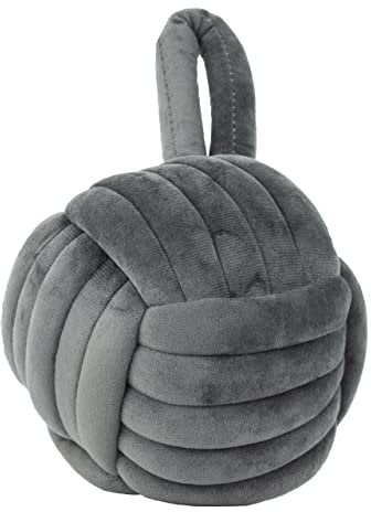 Furn Knot Velvet Door Stop – Soft Plush Weighted Decorative Doorstop, Modern Home Decor (Charcoal - Grey)