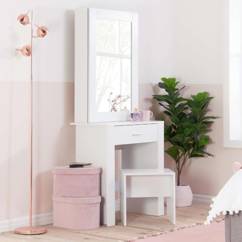 Birlea EVELYN 1 DRAWER SLIDING MIRROR DRESSING TABLE WHITE