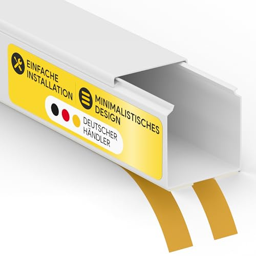 Kabelkanal aus hochwertigem PVC weiß Selbstklebend 2m - 1 Stück - 40x40mm