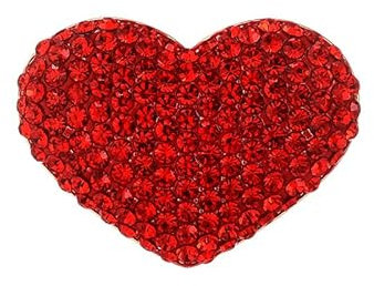 EMEGCY Broche en forme de cœur rouge avec strass et base en cuivre, Cuivre, Base