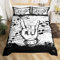 Homewish Rock Music Duvet Cover Double Musical Theme Bedding Set, Music Notes Print Comforter Cover Black and White Bed Set, Grunge Vintage Retro Bedding Rock Popstar Musician Bedroom Decor