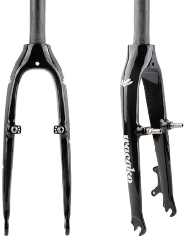 451 Carbonio Forcella Rigida Per Bici Pieghevole Freno C/V Freno A Disco 20'' Forcella BMX 1-1/8'' Dritta Tubo Sterzo Senza Filettatura Forcella Anteriore QR 9x100mm ( Color : Glossy A , Size : 20''(4