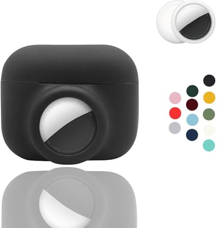 2-in-1: CAQAKA Anti-Kratzer, Anti-Verlust-Schutzhülle, kompatibel mit AirPods Pro, AirTag, weiche Silikon-Schutzhülle für Jungen, Mädchen, Damen, Herren
