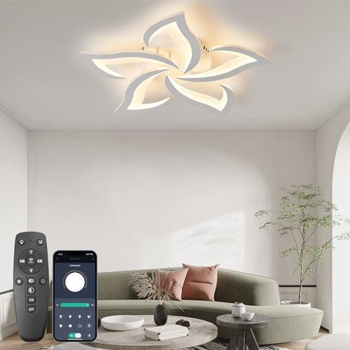 YOODI LED Deckenleuchte Dimmbar, 36W Wohnzimmerlampe Decke mit Fernbedienung APP Farbwechsel, 3000K-6000K, Moderne Deckenleuchte Wohnzimmer Deckenbeleuchtung für Esszimmer, Küche, Durchmesser 63CM