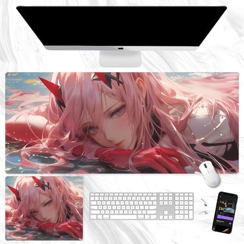 Anjinguang Darling in the Franxxx Mauspad Zero Two Mauspad Anime Gaming Mousepad Große Tastatur Pad Computer Laptop Büro Student Mousepad für Jungen Mädchen, qig24020132