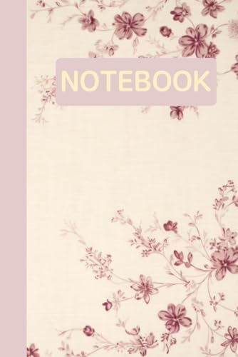 Unruled unlined notebook, blank plain notebook no lines, white paper, for writing, for work, 6x9, page numbering record, notes in school, university, ... For student.: Oriental style pink flower