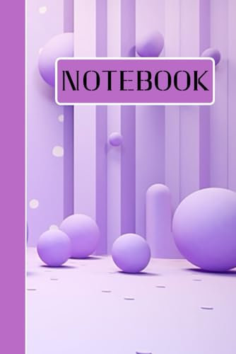Unruled unlined notebook, blank plain notebook no lines, white paper, for writing, for work, 6x9, page numbering record, notes in school, university, ... student.: purple balls on a purple background