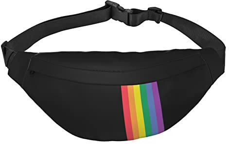 Amkong Rainbow Pride LGBTQ Gürteltasche für Männer und Frauen, verstellbarer Gürtel, Bauchtasche, Schwarz , Einheitsgröße, Geldgürtel