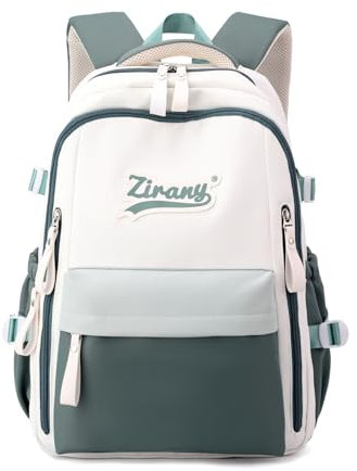 Tanou Schulrucksack Mädchen Teenager, Große Kinder Schultasche Mädchen von 9 bis 16 Jahren, Nylon Rucksack Schule Teenager der 3. bis 7. Klasse für Schule Reisen Lässige, Grün