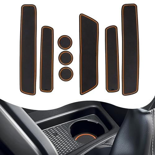 YEE PIN Rubber Mats Compatible with Renault Dacia Duster 2022 2023 2024 (Not for 4x4) Mats Non-Slip for Dacia Duster Centre Console Storage Box Interior (Orange Colour)