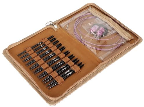 Interchangeable Circular Knitting Needles Set, 3 to 8mm Crochet Needles Set with 18 Circular Needles, Storage Bag, Ergonomic Handle Circular Knitting Needle Set for Crafting