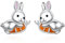 Hasen-Ohrstecker aus 925er-Sterlingsilber, niedlicher Hase mit Karotte, Tierohrringe, Schmuck, Ostern, Geburtstagsgeschenke für Frauen, Teenager, Mädchen, Hasenliebhaber