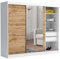 Brent - Kleiderschrank mit Spiegel und Schubladen 235cm Breit Chelsea Tomy, Schwebetürenschrank mit Spiegel, Schlafzimmerschrank, Kleiderschrank Weiß/Wotan Eiche