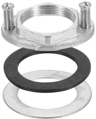 sourcing map Female Thread Hex Lock Nut M32 Stainless Steel 304 Single Hole Faucet Lock Nuts with Gasket, Faucet Fixing Tool Set for Bathroom Basin Sink (Overall Size:54x42.5mm)