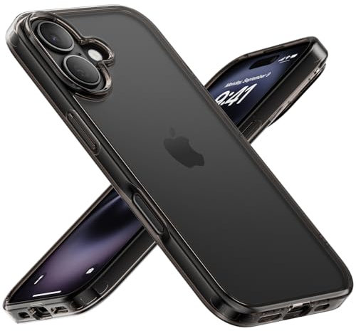 MobNano Compatible with iPhone 16 Case, Not-yellowing Crystal Clear Case, Military-Grade Protection, Shockproof Anti-Scratch Soft TPU Frame Hard PC Back Cover for Men Women - Black