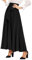 EMOTTOS Maxirock Damen, Maxi Rock Langer Plisseerock mit Schleifenknoten Front Krawatte, Damen Lang Rock A-Linie Hoher Taille Sommerrock Elegant Fließend Vintage, Schwarz L