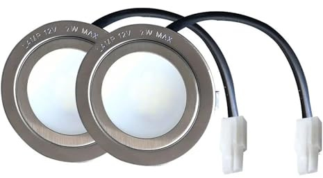 Hohota Lumière LED for hotte aspirante, 2 pièces, DC 12V, 68mm, 2W, Compatible avec l'ancienne hotte de cuisine, équivalent à une ampoule halogène de 20W(White 6000K,EL CONNECTOR_NO)