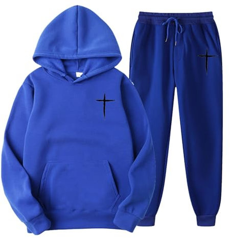 Generico Tuta Uomo Cotone Sportiva Completa Giacca Estiva Felpa Pile Felpe Con Cappuccio North Face Jacket Blu Zip Y2K