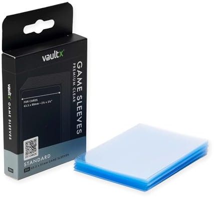 Vault X Standard Board Game Sleeves 63x88mm Compatible with Standard-Sized Board Game Cards and Trading Cards - Clear Premium Quality, Non-PVC, Durable and Long-Lasting Protection (50 Pack)