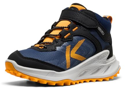 KEEN Unisex-Kinder Zionic Mid Height Waterproof All Terrain Easy On, Naval Academy/Bright Marigold, 7 Big Kid