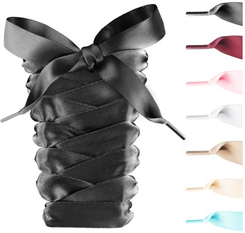 UamGlsob Cordones de satén cintas para zapatos Adidas Campus 00s, 3/4 pulgadas (20mm) de ancho, satinadas, planas, sedosas, para mujeres y niñas (Black,45/115cm)