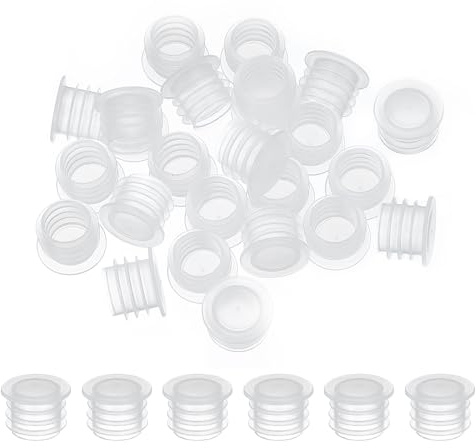 PATIKIL Salt and Pepper Shaker Stoppers 12mm/0.47, 25Pcs Plastic Salt Shaker Plug Replacement Reusable Clear Round End Cap for Pots Bottles Pipes
