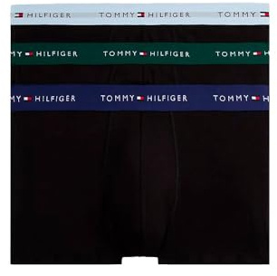 Tommy Hilfiger Men’s 3 Pack Trunks with Logo Waistband, Multicolor (Orn Grn/Prp Nvy/Ves Blu), M