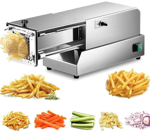 Stainless Steel Potato Chipper Chip Cutter - Professional French Fry Cutter with Non Slip Base, Spare Blade, and Secure Suction Base - Ideal for Potatoes, Carrots, Cucumbers
